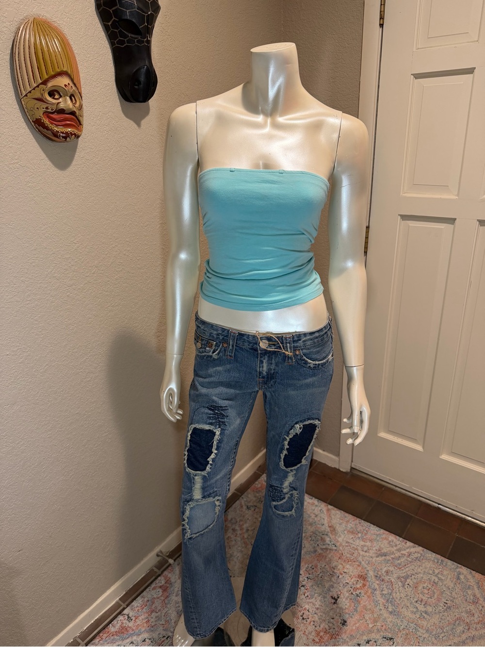 Moda International Strapless Tube Top in Aqua